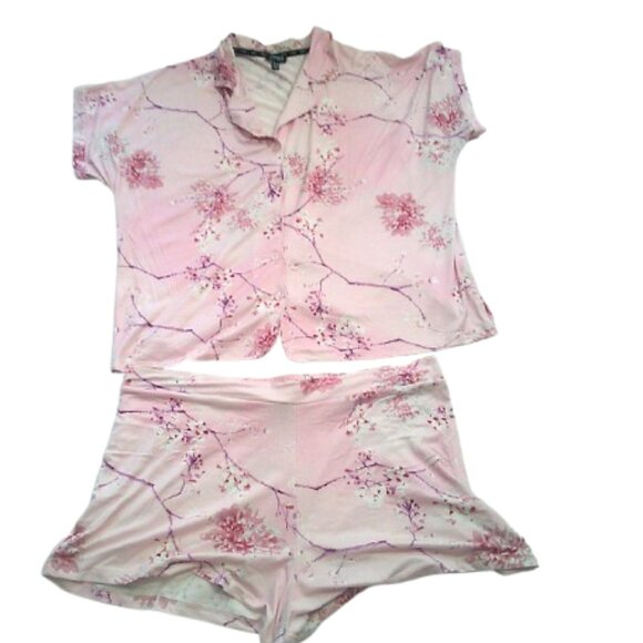 Jones New York Shorty  Pajama Set, Size XL/TG Pink Floral Short Pajamas Set - Picture 3 of 10